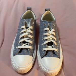 Women’s Converse Chuck Taylor All Stars Size 8 Dusty Blue With White Polka Dots